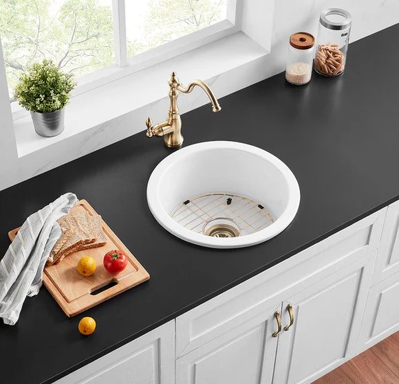 Camden Fireclay round insert/undermound sinks 470*228mm (FCND470GW/MB) — detail 4