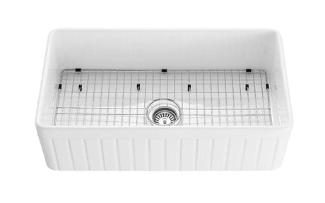 Greenwich Fireclay farmhouse single sink 838*456*252mm (FCBD828GW/MB) — detail 3
