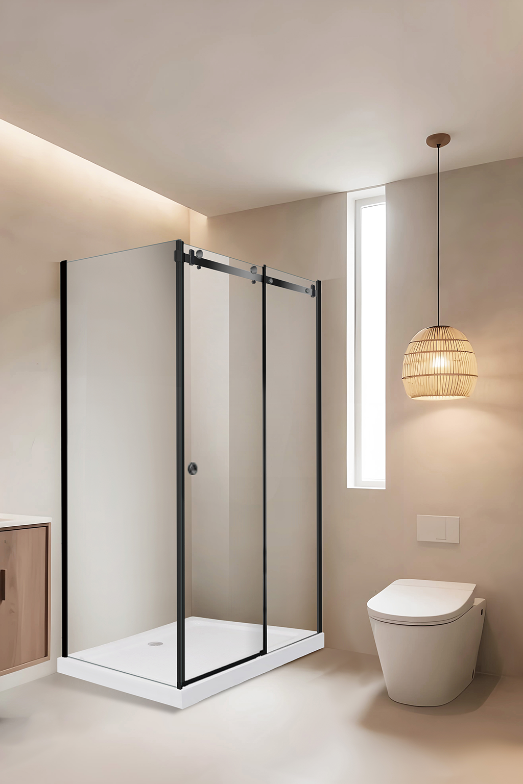 Package C - 900-1000mm L-Shaped Single Side Panel with Stainless Steel Wall Profile FP-CH-900 — detail 4