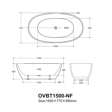 Olivia OVBT1500 Freestanding Bathtub — detail 4