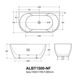 Aria Back to Wall Bathtub ALBT1500-NF — detail 4
