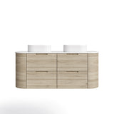 VITO CALVO Wall-Hung Curved Cabinet with Soft-Close Drawers and Natural Wood Finish 750-1550mm — detail 6