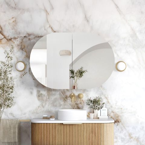 Bondi 900x600 Woodland Oak Shaving Cabinet — detail 2