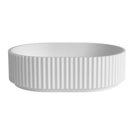 Havana Oval Fluted Solid Surface 480x345x140 Matte White Basin NF — detail 3