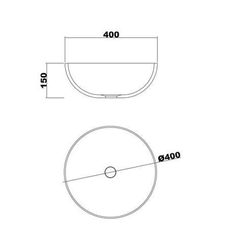 London Solid Surface 400x400x150 Matte White Basin NF — detail 3
