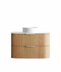 Havana 900mm Woodland Oak Fluted Wall Hung Curve Vanity with Pure White Top
