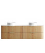 Havana 1800mm Woodland Oak Fluted Wall Hung Curve Vanity with Pure White Top