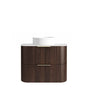 Havana 750mm Sable Walnut Fluted Wall Hung Curve Vanity with Cloudy Carrara Top