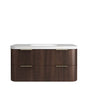 Havana 1200mm Sable Walnut Fluted Wall Hung Curve Vanity with Square Basin Moulded Top