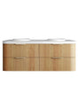 Havana 1500mm Woodland Oak Fluted Wall Hung Curve Vanity with Round Basin Moulded Top