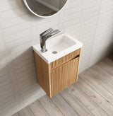 Mini Ensuite Vanity 400mm Woodland Oak Fluted Vanity (with Basin) — detail 2