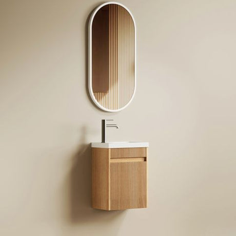 Mini Ensuite Vanity 400mm Woodland Oak Fluted Vanity (with Basin) — detail 3