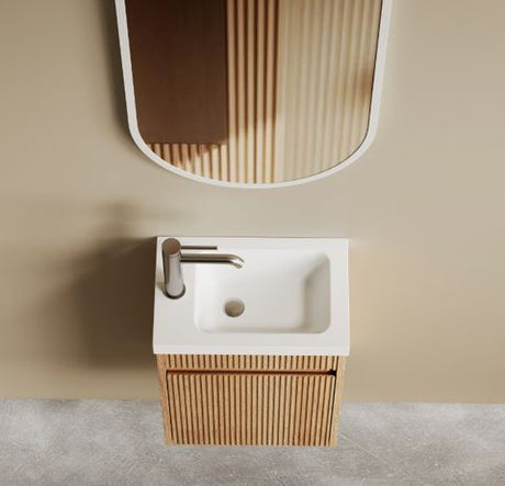 Mini Ensuite Vanity 400mm Woodland Oak Fluted Vanity (with Basin) — detail 4
