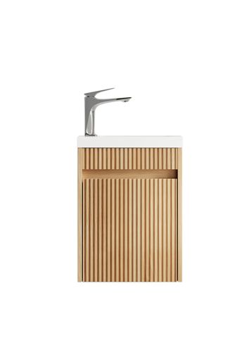 Mini Ensuite Vanity 400mm Woodland Oak Fluted Vanity (with Basin) — detail 5