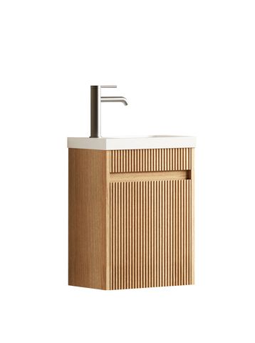 Mini Ensuite Vanity 400mm Woodland Oak Fluted Vanity (with Basin) — detail 6