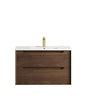 Byron 900mm Sable Walnut Wall Hung Vanity with Ceramic Top