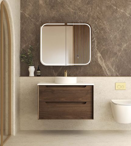 Byron 900mm Sable Walnut Wall Hung Cabinet