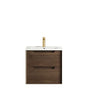 Byron 600mm Sable Walnut Wall Hung Vanity with Ceramic Top