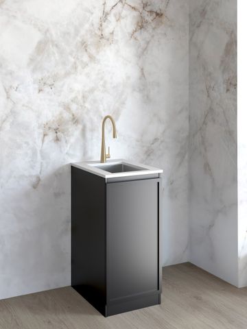 Mini Laundry 430mm Hampshire Matte Black with Pure White Top — detail 2