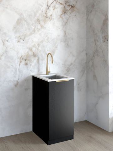 Mini Laundry 430mm Byron/Bondi Black Oak with Pure White Top — detail 2