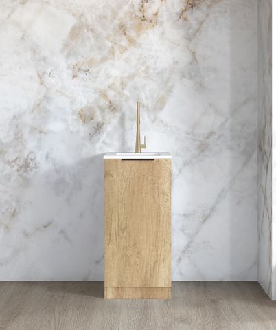Mini Laundry 430mm Byron/Bondi Natural Oak with Pure White Top