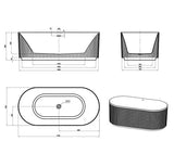 Attica Havana 1700 Gloss White Fluted Bath with Overflow — detail 3