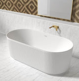 Attica Havana 1500 Matte White Fluted Bath with Overflow — detail 2