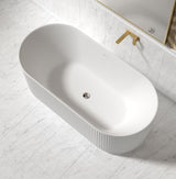 Attica Havana 1500 Matte White Fluted Bath with Overflow — detail 3