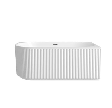 Attica Havana Right Corner 1500 Gloss White Fluted Bath with Overflow