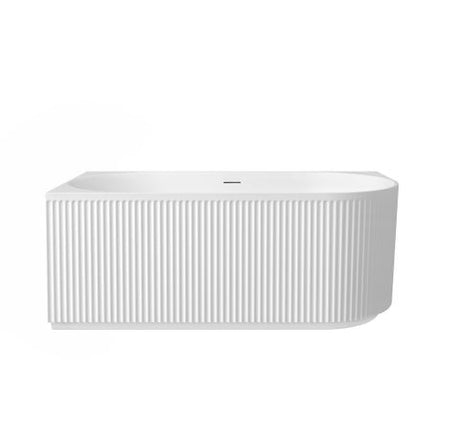 Attica Havana Left Corner 1500 Matte White Fluted Bath with Overflow