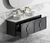 Laguna 1500mm Black American Oak Wall Hung Vanity with Pure White Top — detail 3