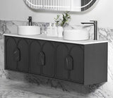 Laguna 1800mm Black American Oak Wall Hung Vanity with Pure White Top — detail 2