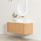 Bondi 1200mm Woodland Oak Fluted Curve Cabinet Only — detail 3