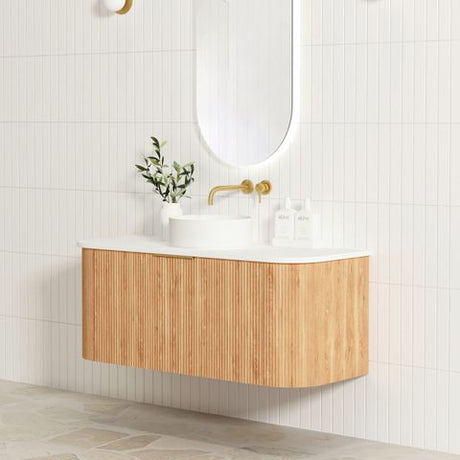 Bondi 1200mm Woodland Oak Fluted Curve Cabinet Only — detail 3