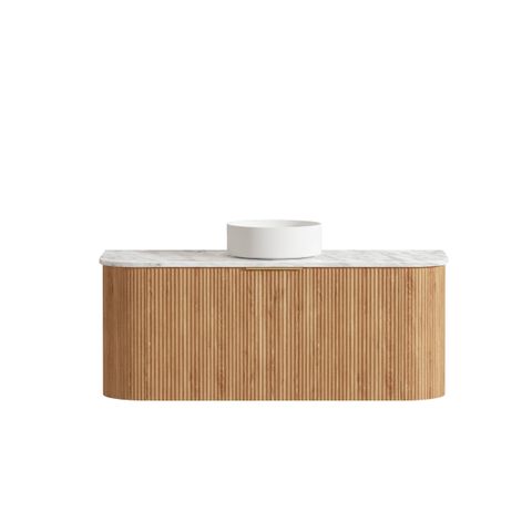 Bondi 1200mm Woodland Oak Fluted Curve Cabinet Only — detail 7