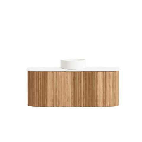 Bondi 1200mm Woodland Oak Fluted Curve Vanity with Pure White Top