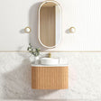 Bondi 750mm Woodland Oak Fluted Curve Vanity with Pure White Top