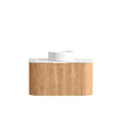 Bondi 900mm Woodland Oak Fluted Curve Vanity with Natural Carrara Marble Top