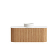 Bondi 1200mm Woodland Oak Fluted Curve Vanity with Cloudy Carrara Top