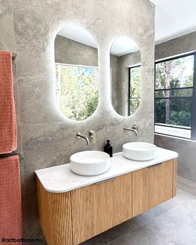 Bondi 1500mm Woodland Oak Fluted Curve Vanity with Natural Carrara Marble Top — detail 4