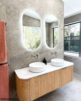 Bondi 1500mm Woodland Oak Fluted Curve Vanity with Natural Carrara Marble Top — detail 4
