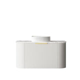 Bondi 900mm Satin White Fluted Wall Hung Curve Vanity with Natural Carrara Marble Top