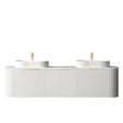 Bondi 1800mm Satin White Fluted Wall Hung Curve Vanity with Natural Carrara Marble Top