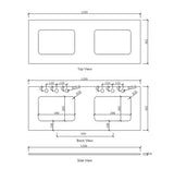 Natural Carrara Marble 1200x465x18 Top with Double Undermount Basins — detail 2