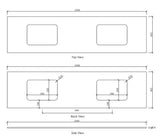 Natural Carrara Marble 1800x465x18 Top with Double Undermount Basins — detail 2