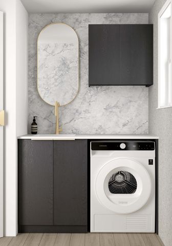 Laundry Kit 1305A Byron/Bondi Black Oak with Natural Carrara Marble Top