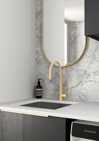 Laundry Kit 1305A Byron/Bondi Black Oak with Natural Carrara Marble Top — detail 2