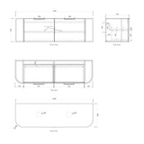 Bondi 1500mm Black Oak Wall Hung Curve Vanity with Pure White Top — detail 3