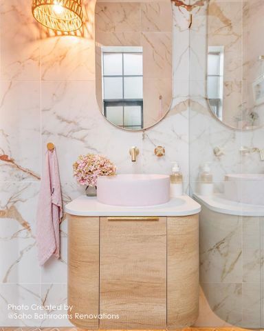 Bondi 600mm Natural Oak Wall Hung Curve Vanity with Pure White Top — detail 4