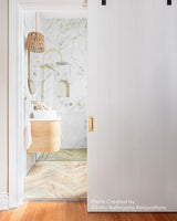 Bondi 600mm Natural Oak Wall Hung Curve Vanity with Pure White Top — detail 5